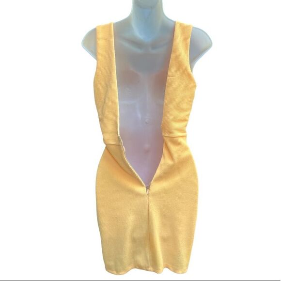 ANGL RIBBED LOW BACK BODYCON DRESS ORANGE CREAMSICLE SIZE - Picture 5 of 12